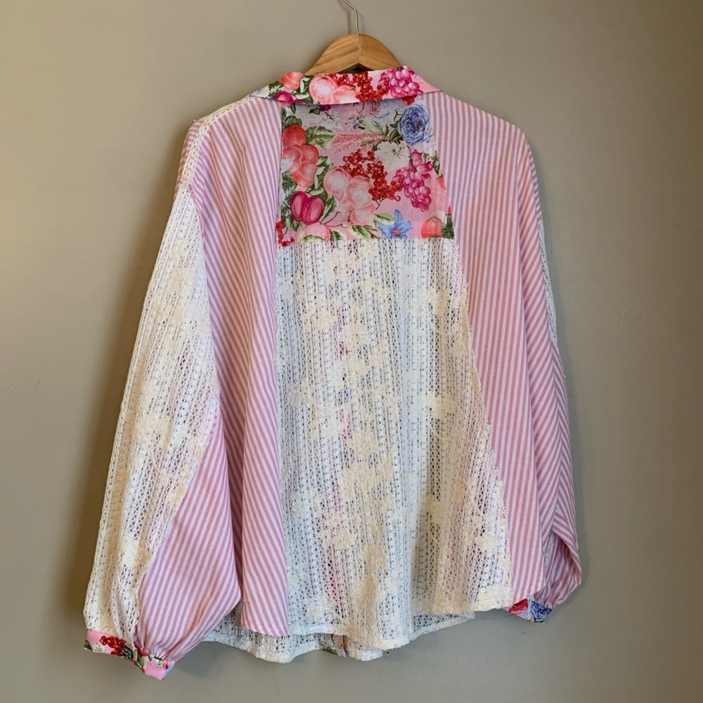 POL Womens Oversized Patchwork Button Down Shirt … - image 7